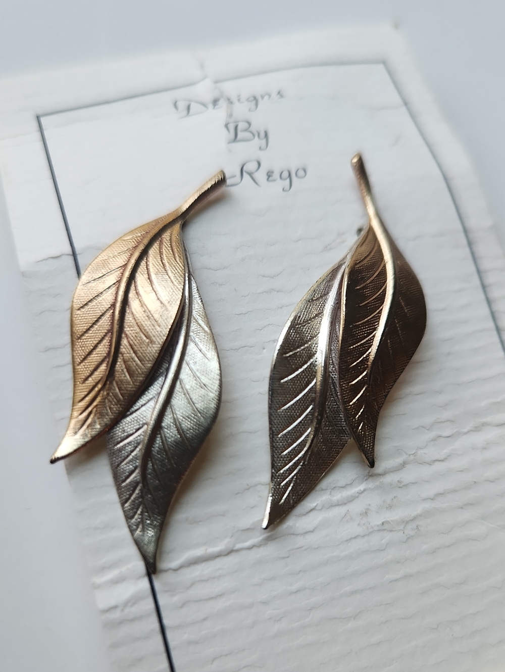 Two-Tone Leaf Earrings - Gold & Silver
